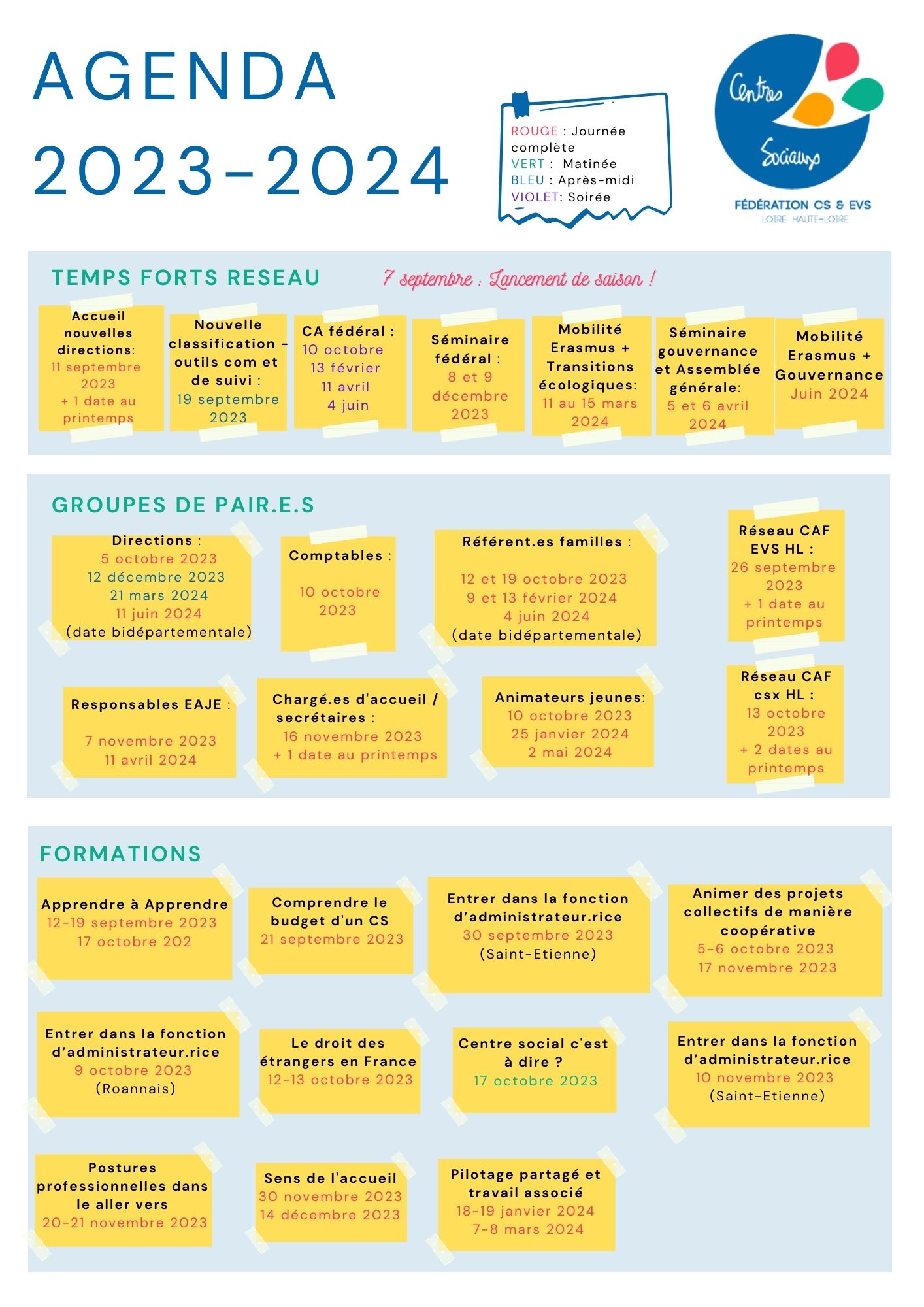 Agenda fédéral 2023-2024